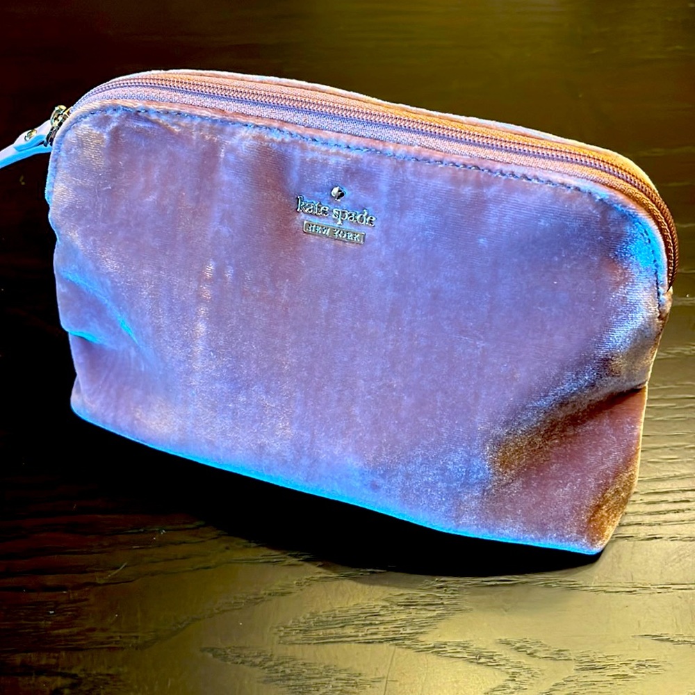 Kate Spade pink velvet cosmetic bag